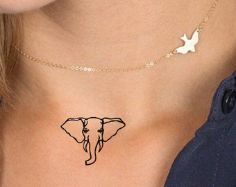 TEMPORARY TATTOO - Set of 4 Small Elephant /Wrist Size tattoo