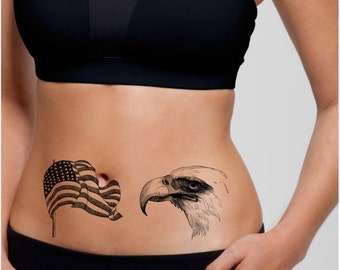 TEMPORARY TATTOO - Patriotic Temporary Tattoos / American Flag / American Eagle