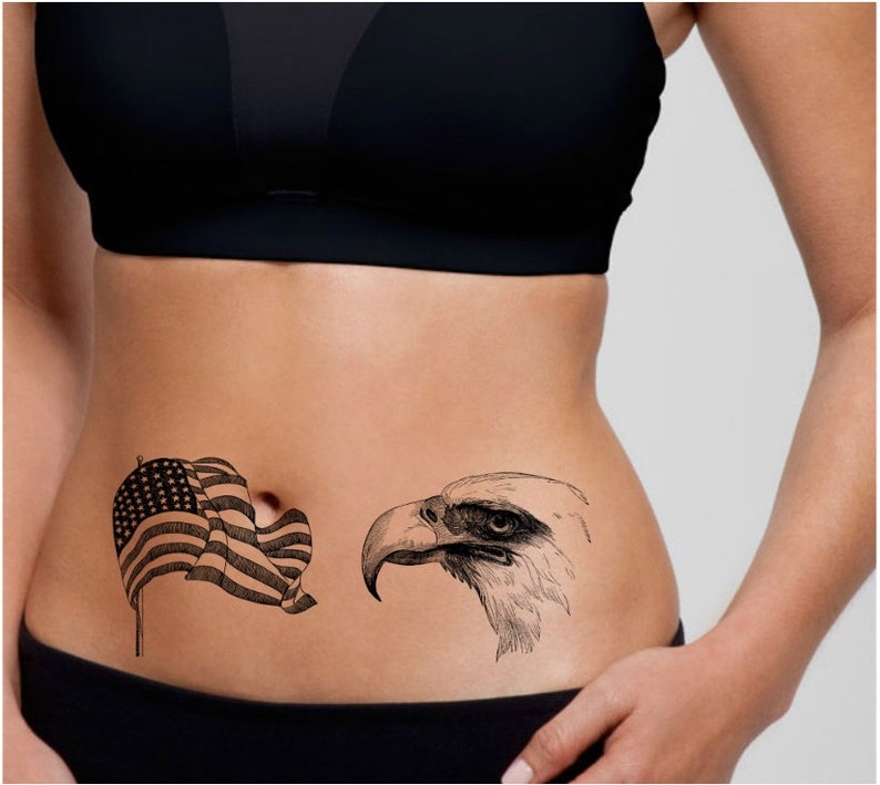 TEMPORARY TATTOO Patriotic Temporary Tattoos / American Flag / American Eagle BOTH