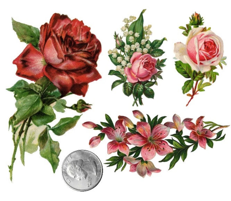 TEMPORARY TATTOO Set of 4 OR Set of 7 Vintage Florals PICTURE 5