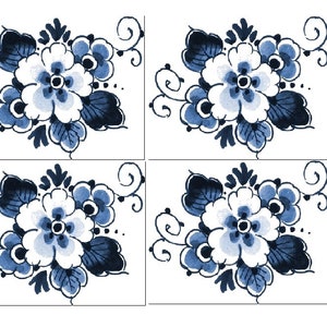 TEMPORARY TATTOO Set of 4 Delft Blauw Flower/ Swallow/ Winnie the Pooh /Hummingbird / Dragonflies /Wrist Size tattoo PICTURE 1