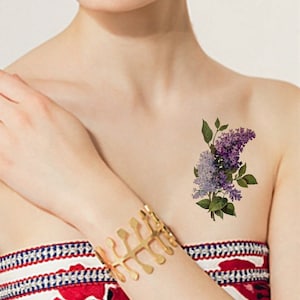 TEMPORARY TATTOO - 4&quot; x 2.5&quot; Rose / Tulip / Lily of the Valley / Lilac / Orchid / Fuchsia / Hummingbird / Vintage Flowers