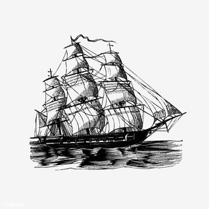 EMPORARY TATTOO - Vintage Ship / Pirate Ship