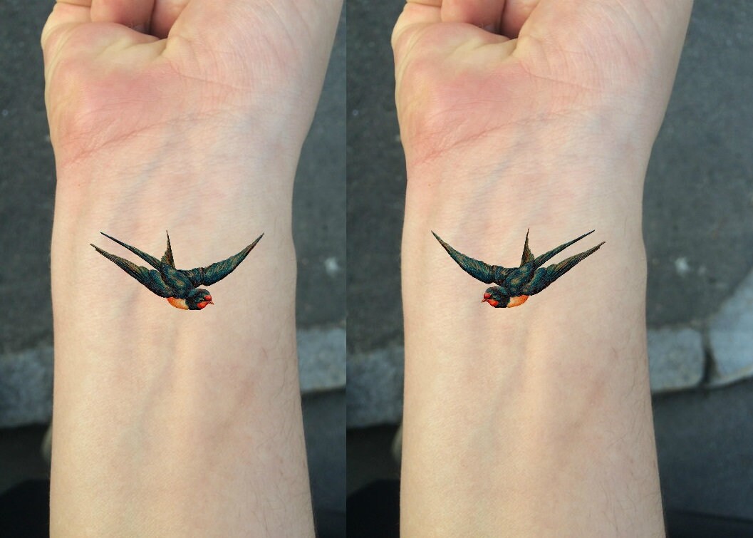 Tatouage Feuille De Laurier Cou TATOUAGE TEMPORAIRE Ensemble de 2 colibris / Ensemble de 2 - Etsy France
