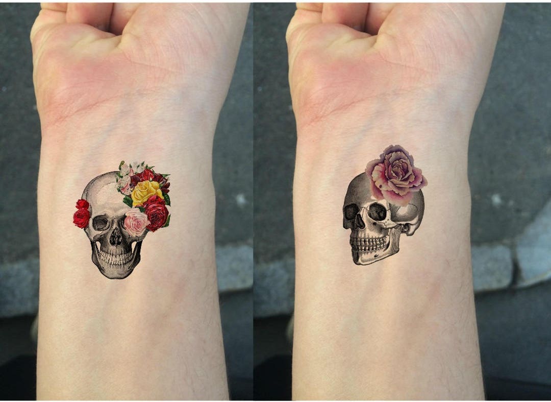 TEMPORARY TATTOO Candy Skulls Tattoo Wrist Size Tattoo set - Etsy