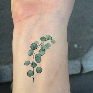TATUAGEM TEMPORÁRIA - Conjunto de 2 tatuagens de folhas em aquarela