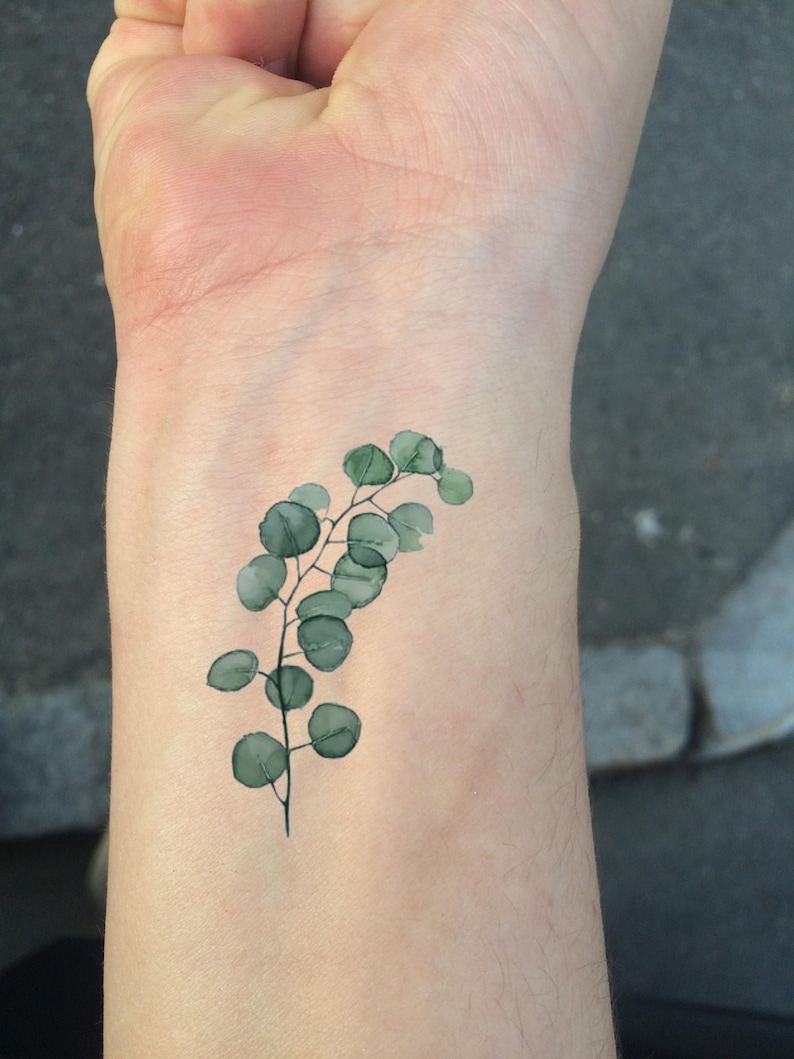 TEMPORARY TATTOO - Set of 2 Watercolor Leaves tattoo image 1