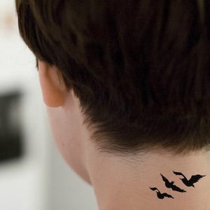 TEMPORARY TATTOO - Set of 2 Flying Geese / Silhouette Birds Tattoo / Black Bird tattoo