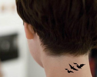 TEMPORARY TATTOO - Set of 2 Flying Geese / Silhouette Birds Tattoo / Black Bird tattoo