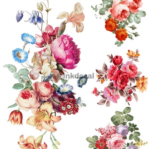 TEMPORARY TATTOO Set of 4 OR Set of 7 Vintage Florals PICTURE 1