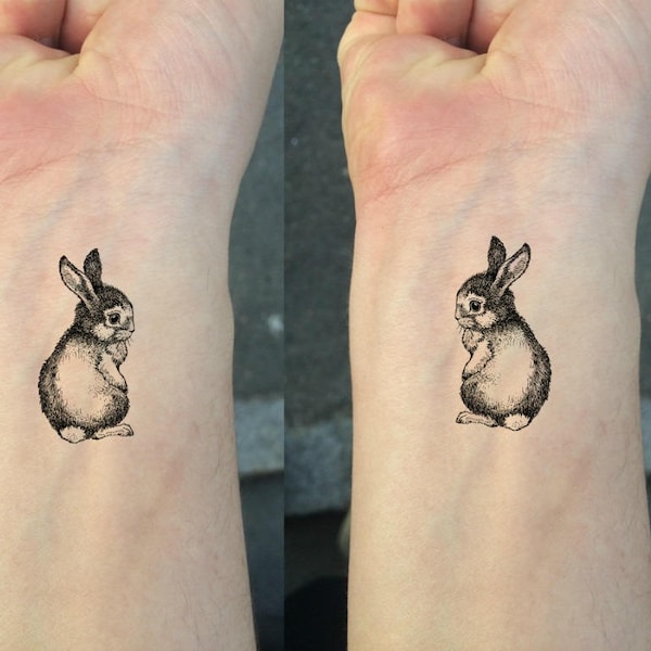 TEMPORARY TATTOO - Set of 2 Bunny/White Rabbit and Alice/Hummingbirds/Laurel Wreath/Panda/Mountain and Wave/Celtic Knot/Dragonfly
