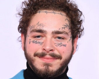 Post Malone  Face and Neck Temporary Tattoo Set / Bison Skull Neck tattoo / Rapper tattoo / Halloween tattoo/Lil