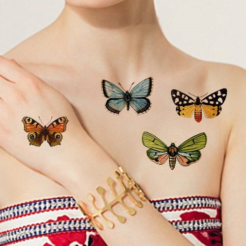 Temporary Tattoo 4 Vintage Butterflies Etsy