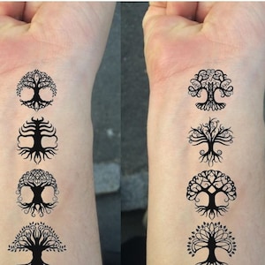 TEMPORARY TATTOO  - Set of 8 Celtic Knot Tree temporary tattoo