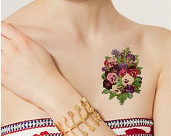 TEMPORARY TATTOO - Sweet Pea Flower Tattoo / Vintage Flower