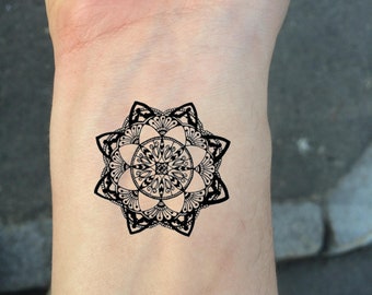 TEMPORARY TATTOO - Set of 2 Bohemian Wrist Size tattoo/Lotus tattoo