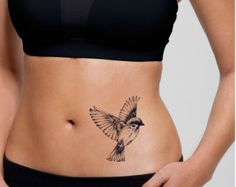 TEMPORARY TATTOO - Vintage Bird - Various Sizes