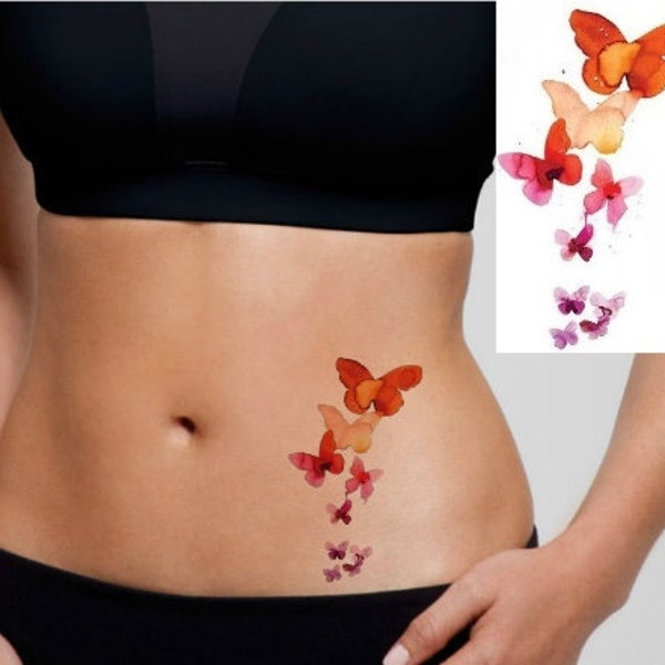 TEMPORARY TATTOO - 5" x 2" large watercolor butterflies or Monarch Butterflies and More