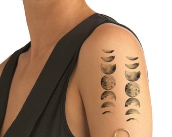 TEMPORARY TATTOO - Set of 2 "Moon Phases"