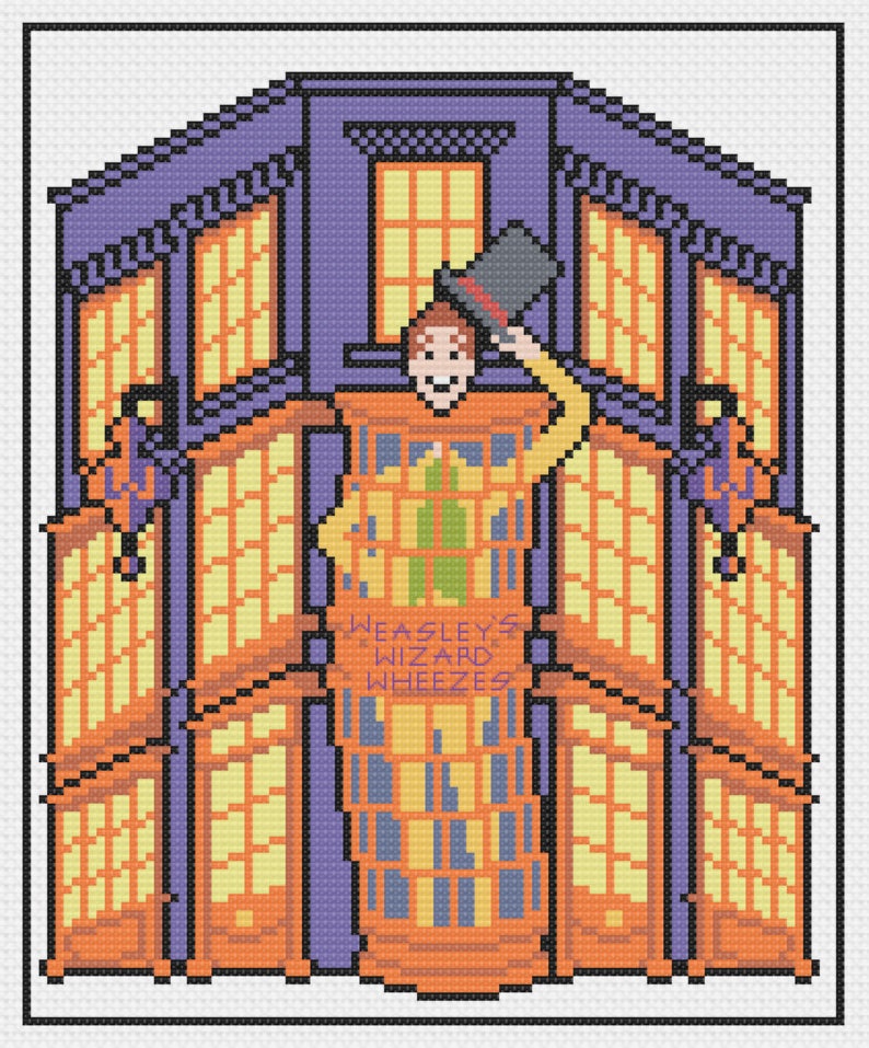 Little Diagon Alley Weasleys Wizard Wheezes Shop Cross Stitch Pattern