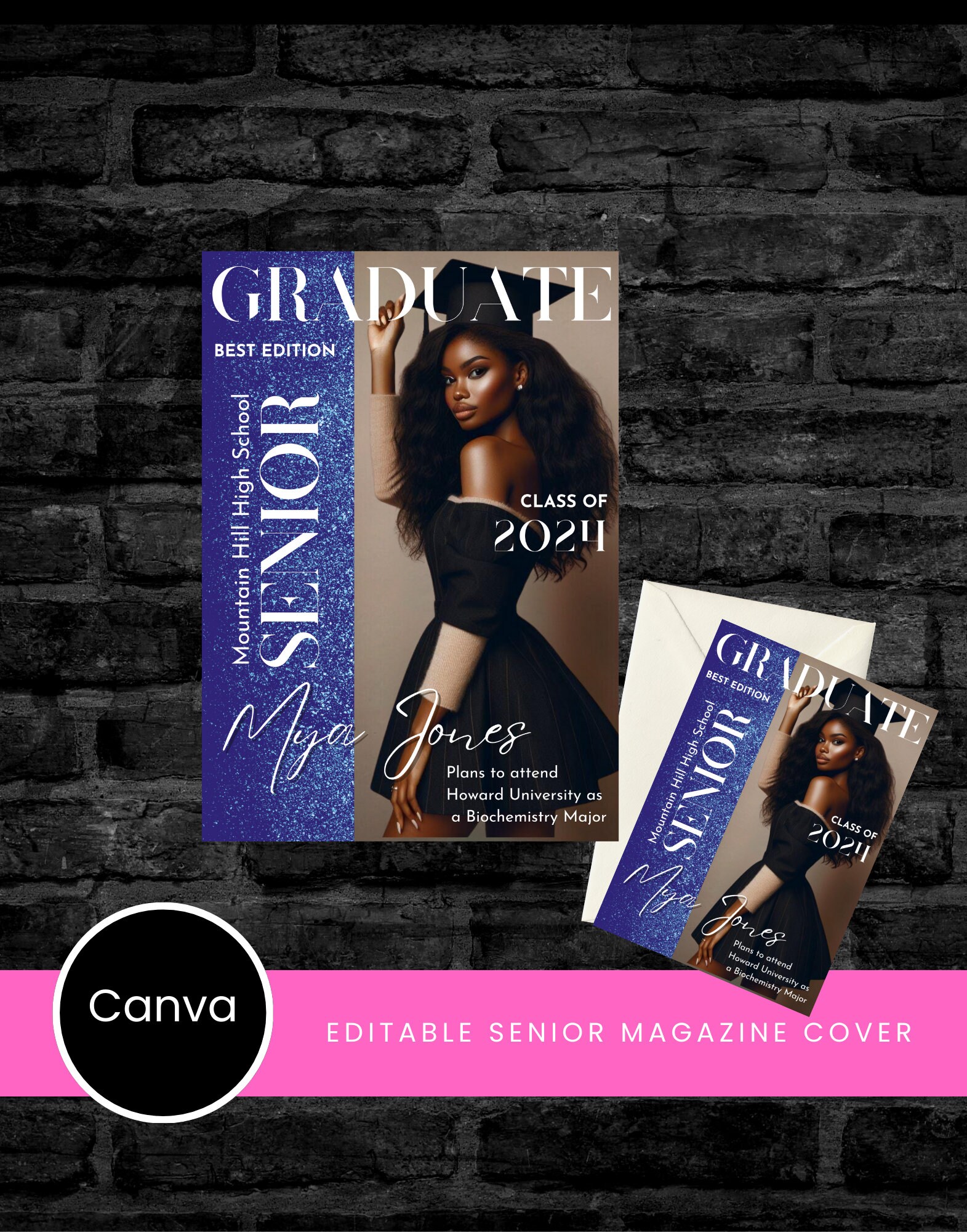 Graduation Photo Magazine Graduation Magazine Cover Template, Prom, Senior Photo (digital ...