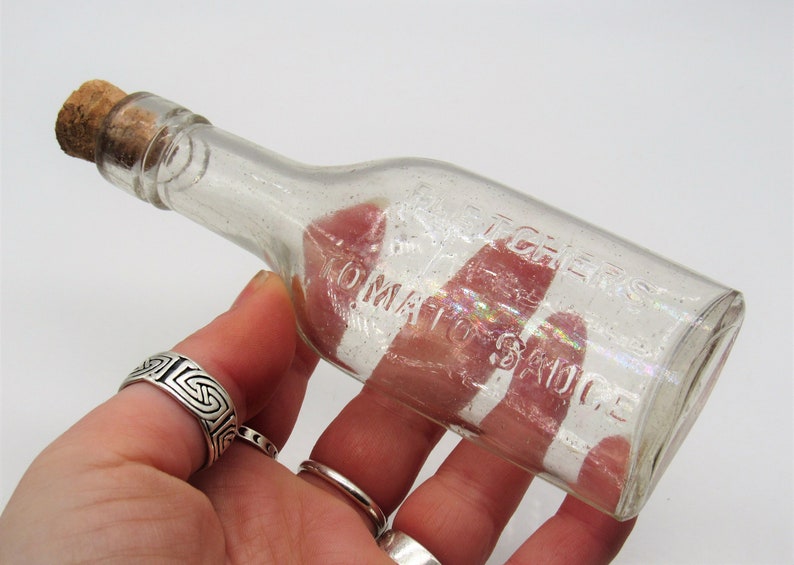 Vintage Tomato Sauce Bottle This Antique Clear Glass Flask Etsy