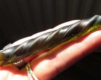 Rare Sea Glass Cane Curio! Twisted Beach Glass Rod Piece / Apprentice Glassblower Cane / Pirate Glass / Antique Glass Twist