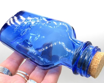 Vintage Cobalt Blue Glass Medicine Bottle / Antique Corked Apothecary Bottle 'Milk of Magnesia' / Get Well Soon Gifts