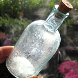 Vintage Aqua Blue Bottle / An Antique Circular Glass Apothecary Bottle / Magic Potion Bottle / Witch Bottle/ Halloween Decor / Anchor Design