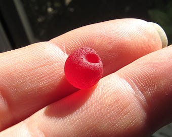 Large Red Sea Glass Bead! Rare Vintage Beachcombed Bead / Northumberland Beach Finds / Antique Beach Glass / Unique Upcycled Gifts