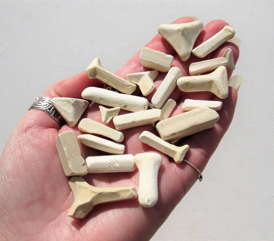 Vintage White Sea Pottery Kiln Stilts 22 Waveworn Sea China Pieces