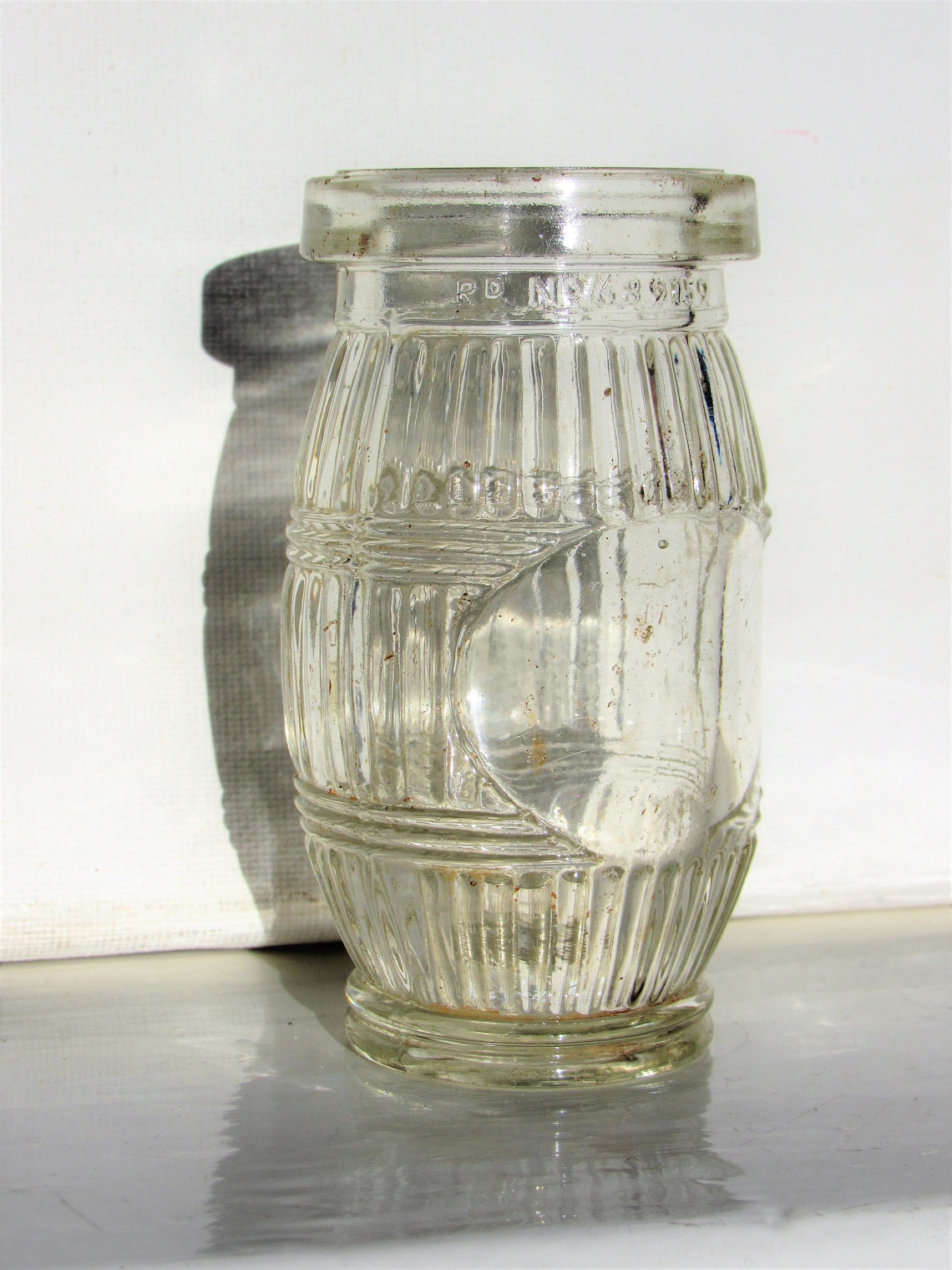 Small Vintage Barrel Shaped Glass Jar perfect for retro Etsy