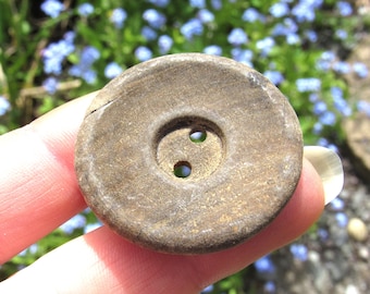 Vintage Driftwood Curiosity Piece / Antique Wooden Button / Beach Home Decor / Upcycled Beach Finds