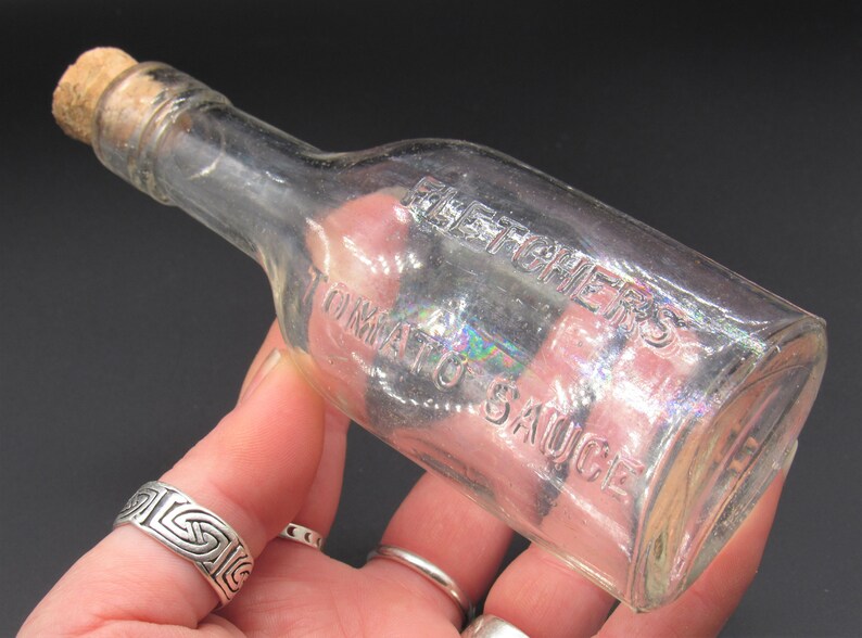 Vintage Tomato Sauce Bottle This Antique Clear Glass Flask Etsy
