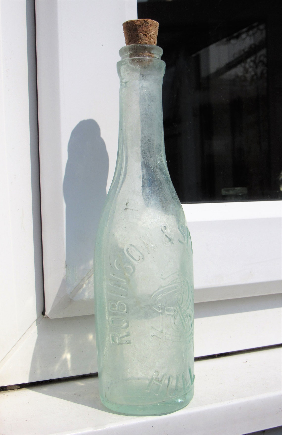Vintage Glass Ginger Beer Bottle This Large Aqua Bottle With Etsy UK