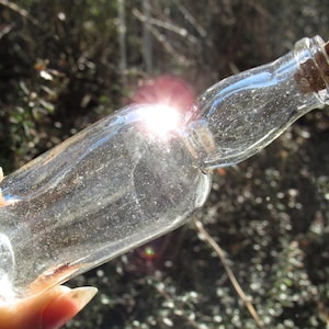 Vintage Miniature Apothecary  Bottle / An Antique Glass Corked Bottle with Tiny Bubbles Within / Small Magic Potion Bottle!