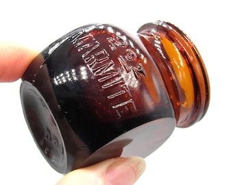 Vintage 2oz Marmite Jar / Amber Brown Glass Marmite Jar / Retro Kitchen Decor / Upcycled Gifts / New Home Ornaments
