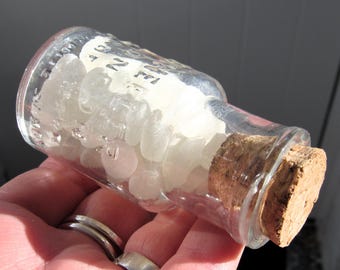 White Sea Glass in Antique Bottle / 'Wheeler - London - Soft White Hands' Bottle / Beach Decor / Upcycled Gifts / Hand Cream