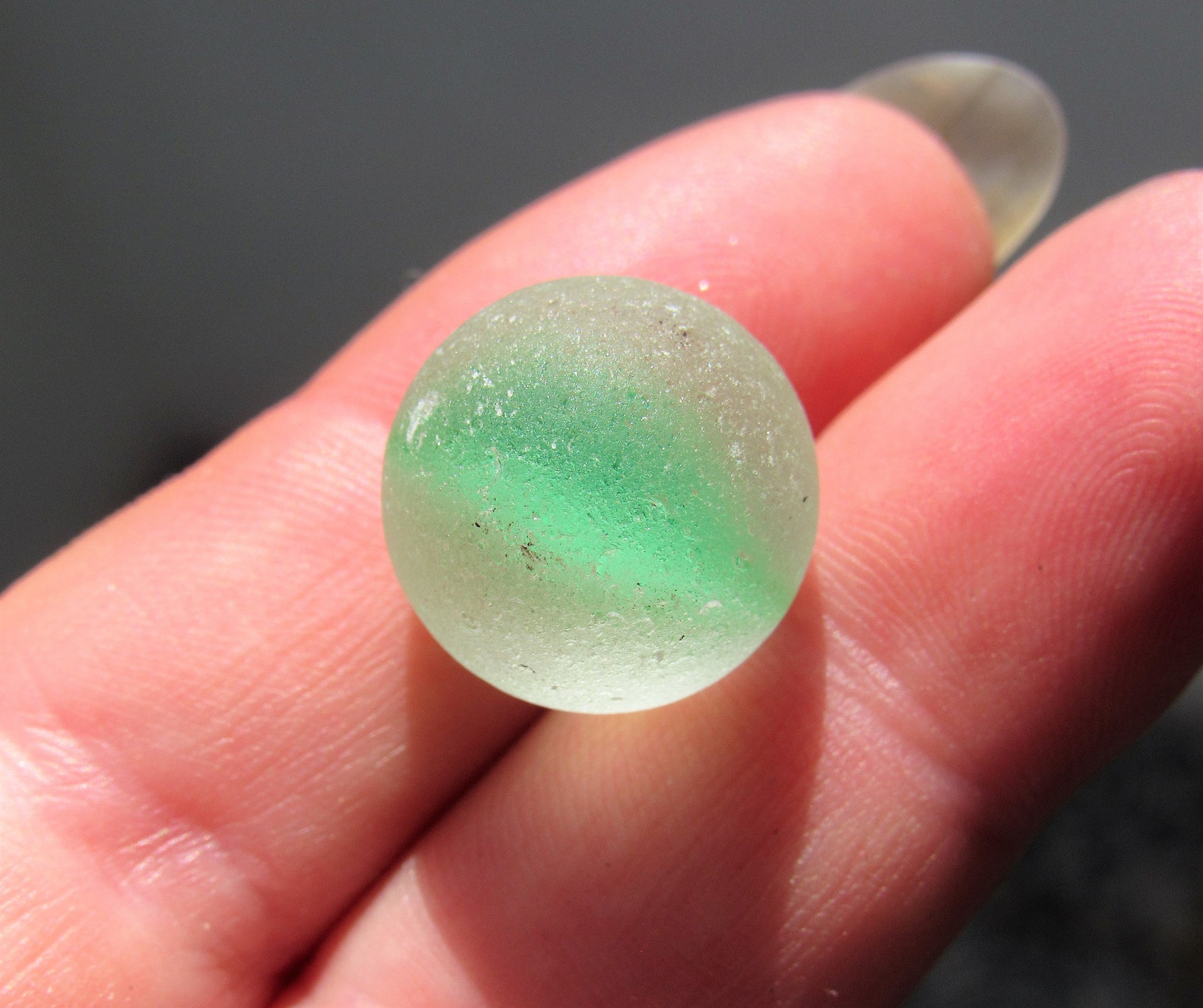 Green Sea Glass Marble in Vintage Sea Pottery Curio Nest Etsy UK