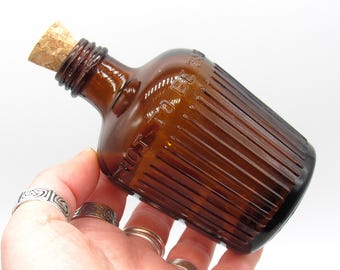 Antique Poison Bottle / Vintage Amber Brown Glass Flask Corked Bottle 'Not To Be Taken' / Witchy Gifts / Retro Gift