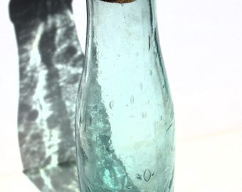 Large Antique Bottle! Teal Aqua Turquoise Vintage Corked Glass Bottle / Apothecary Bottle / Upcycled Gifts / Witchy Decor