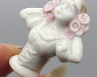 Antique Ceramic Figure Boudoir Brush / Unique Vintage Porcelain Doll Curio / Victorian Vanity Brush / Mudlarking Finds / Whimsical Gifts