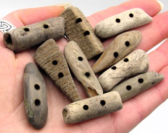 10 Handmade Driftwood Buttons! Genuine Beachcombed Wooden Pieces Handcrafted into Nautical Decorative Craft Buttons