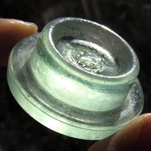 Vintage Aqua Glass Bottle Stopper / Glass Bottle Jar Lid / Antique Victorian Stopper / Apothecary Bottle Jar Lid