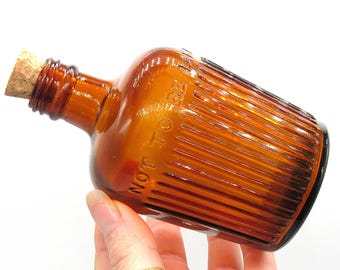 Antique Poison Bottle / Vintage Amber Brown Glass Flask Corked Bottle 'Not To Be Taken' / Witchy Gifts / Retro Gift