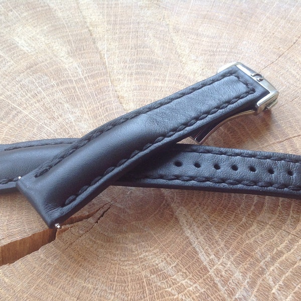 Leather Watch Strap 20x18mm for Omega, Genuine Leather - Custom Handmade Watch Band + Buckle