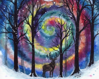 Impresión artística mate de alta calidad de la luna del ciervo