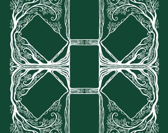 Title: Tarot Altar Cloth, Whimsical Trees Theme, Seven Element Tarot/Oracle Spread