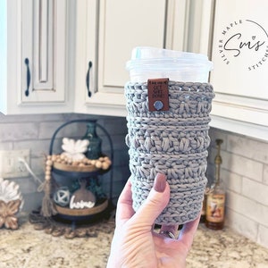 BRIGHTON Cold Cup Cozy, Crochet Cup Cozy, ANY Size, Drink Sleeve, Coffee Gift, Crochet Cozy, Coffee Sleeve, Crochet Coffee Gift Accessories