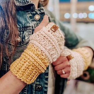 BRIGHTON Fingerless Gloves, Crochet Pattern, Crochet Fingerless Gloves Pattern, Crochet Wrist Warmers, Crochet Gloves, Texting Gloves